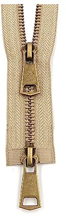 ROWCES 5# Doppi cursori Colorati Open-End Cerniera in Metallo Rame Cerniera a 2 Vie per Accessori per Cucire Indumenti, Beige, 80cm