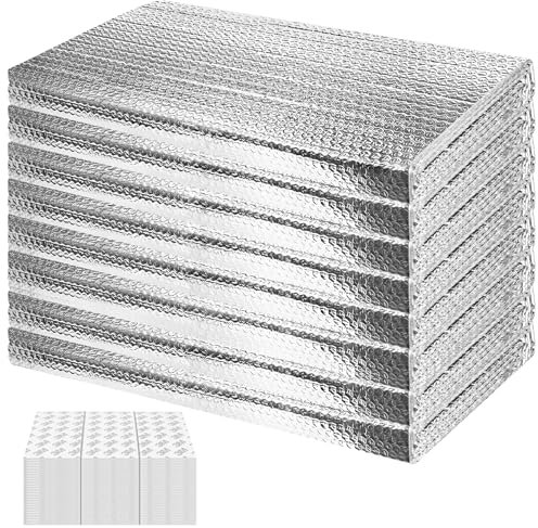 8P Garage Door Insulation Panels Kit 0.24' Thick Double Bubble Reflective Aluminum Foil Sheet Thermal Insulation Shield with 120 Tapes Winter Clod and Summer Heat for Attic, Garage, Wall (24'' x 48'')
