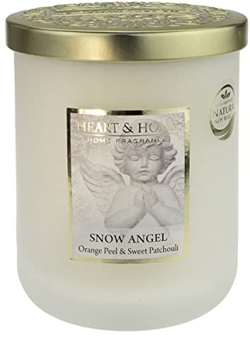 Duftkerze im Glas, groß, 320 g - 75 h, Duft Winterengel (Orangenschale und Patschuli) Heart & Home Kerzen