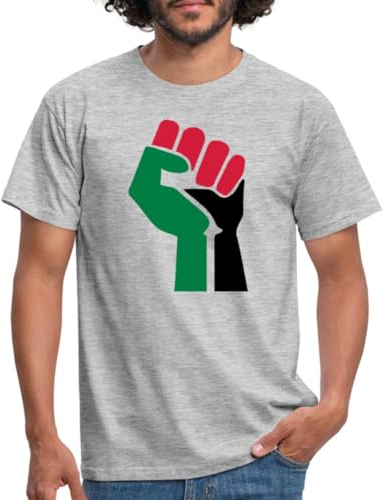 Spreadshirt Faust Palästina Flagge Palestina Symbol Männer T-Shirt, 3XL, Grau meliert