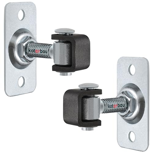 KOTARBAU® Set di 2 cinghie regolabili per porte M12 da avvitare, rettangolari, 2 fori, S235JR, in acciaio galvanizzato, cerniere per porta, in argento, cerniera regolabile, cerniere per porta