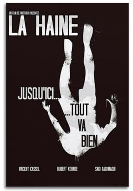 CHNT Filmposter La Haine auf Leinwand, Gemälde, Wohnzimmer, Schlafzimmer, Heimdekoration, Büro, Wandposter, Fitnessstudio, Kunstmalerei, 30 x 45 cm