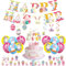 44Pcs Easter Bunny Egg Decorations for Home Easter Day Party Balloons,Rabbit Bunny Decor Banner Bunting,Cake Toppers,Cute Bunny Hanging Swirls for Easter Decorations Easter Egg Hunt Supplies