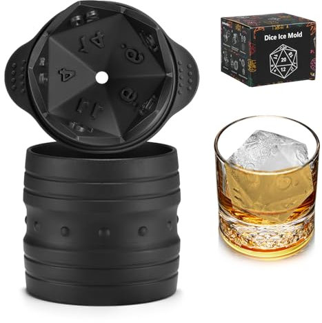 TPPICK D20 Würfel-Eisform, DND-Gamer-Geschenke für Männer und Frauen, coole Weihnachtsstrumpffüller, Ideen für Erwachsene, TRGP-Liebhaber, großes Silikon-D&D-Zubehör, Eiswürfelform für Cocktails,