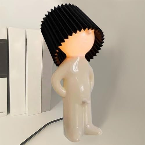 Starnearby A Little Shy Man Lampe, Lustige LED Tischlampe, Kreative Kleinen Tischleuchte Mit Schirm, Schüchterner Mann Nachtlicht für Schlafzimmer Wohnzimmer Dekoration (Schwarz)