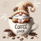 ENCOMAG Diamantmalerei Kits - Niedlicher Gnom Kaffee bohnen, Diamant Painting Bilder Wand Dekor 30 x 30 cm