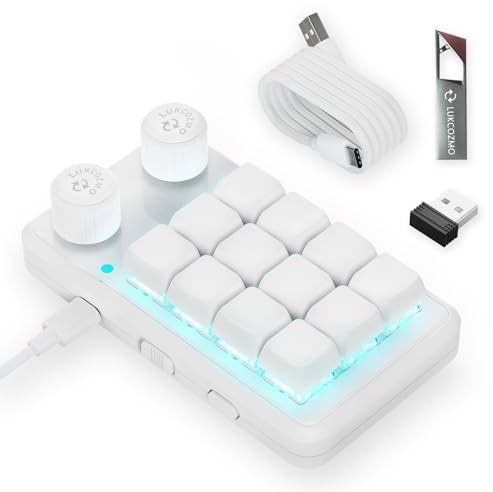 Mini bouton mécanique RGB OSU programmable 12 touches macro Pad sans fil Type-C | Pavé macro programmable à 12 touches, d'une seule main, rétroéclairage RVB, bouton OSU, sans fil et Type-C, logiciel inclus