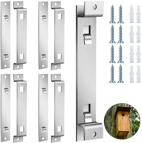 Lxoraziy 4 Sets Vogelhaus Halterung, Vogelhaus Montagehalterung aus Stahl mit Schrauben, Vogelhaus-Aufhänger zur Befestigung von Vogelhäuschen Nistkästen Futterspendern