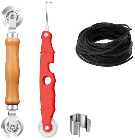 Set di 4 anelli per guarnizioni a doppia ruota, 20 m x 5 mm, per la riparazione della zanzariera, gancio di rimozione, clip per zanzariera, zanzariera e finestra di ricambio