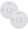 Hispec Battery Operated Smoke Detector Twin Pack, 10 Year Sealed Lithium Battery, Hush Feature, 85dB Alarm, Low Battery Warning, Power/Alarm Test Button, Wall Plugs & Screws Included