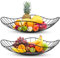 RZMZBY Obstschale Schwarz Matt, Metall, Rund, Modern, Seicht Obstkorb aus Eisen Abgerundetes-Design Durchbrochener Aufbewahrung für Gemüse Obst Brot (2, schwarz)