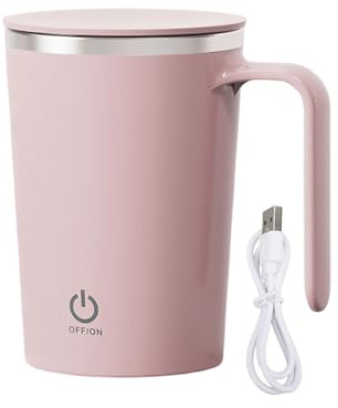 Automescolante Inscrip, 400 ml, ricaricabile, tazza da caffè con mescolamento automatico in acciaio inossidabile, tazza elettrica con mescolamento magnetico con coperchio per caffè, tè, latte(Rosa)