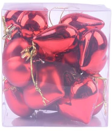 Palline di Natale a Forma di Cuore Palline di Natale Glitter Decorazioni da Appendere per l'Albero di Natale per la Festa di Nozze 12 Pezzi Decorazioni da Appendere per Albero di Natale Rosse Palline