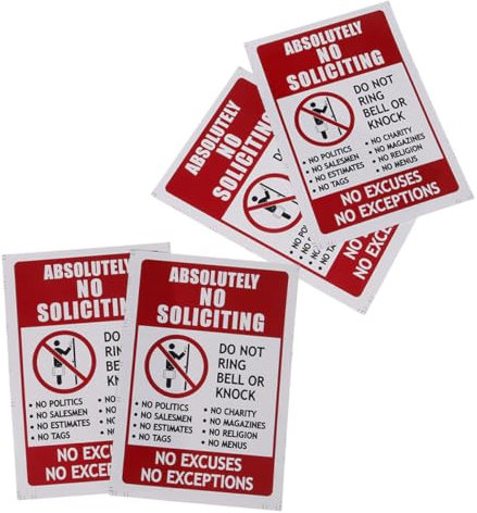 Gatuida 4pcs No Entry Sticker Decal Stickers Doorbell Water Proof Stickers Absolutely No Soliciting Sign Sticker No Soliciting Sign for Door No Selling Sign Wall Art Sign Pvc Self-adhesive