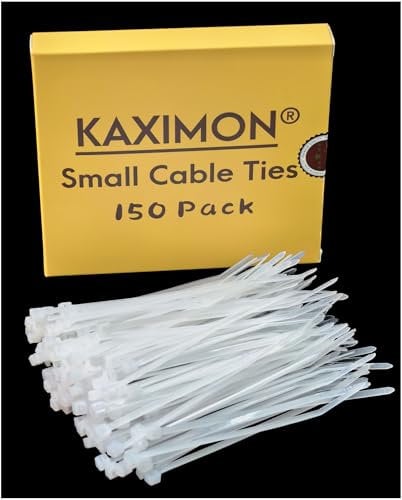 KAXIMON Fascette stringicavo trasparenti, piccole, 100 mm x 2,5 mm (confezione da 150), fascette in plastica bianca resistenti con resistenza alla trazione di 12,2 kg, fascette autobloccanti in nylon