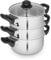Swan SWPS5026SS Townhouse 18cm 3 Tier Stainless Steel Steamer with Glass Lid, Suitable for All Hob Types (including induction), Dishwasher Safe, Stainless Steel