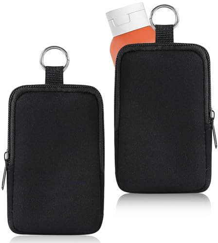 Lot de 2 Pochettes en néoprène avec Fermeture éclair pour Bouteille de désinfectant pour Les Mains, Trousse de Maquillage avec Mousqueton, Petit Porte-Monnaie Portable, Porte-clés, Accessoire de Mode
