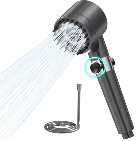Gratuipolmep Alcachofa de Ducha, Antical Alcachofa Ducha con Manguera 1.5m, 3 Modos, Función de Parada, Ahorro de Agua y Alta Presión, Filtro Antical, para Agua Dura y Eliminación de Cloro Residual
