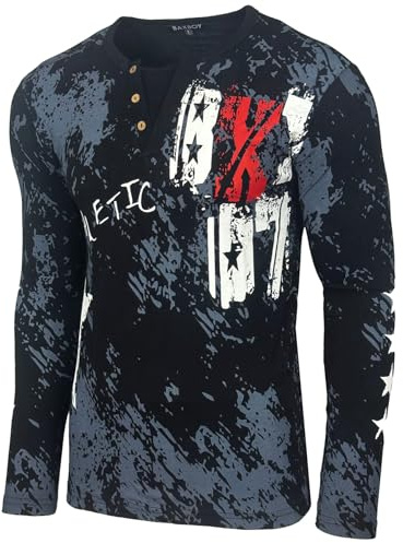Herren Longsleeve T-Shirt Moderner Männer Langarmshirt Langarm Sweatshirt 702