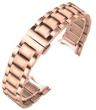 POYNMRE Curved End Stainless Steel Watchband Compatible With Tissot 1853 Couturier T035 14/16/17/18/22/24mm Watch Band Women Men's Strap Bracelet(Rose Gold-Curved,21mm)