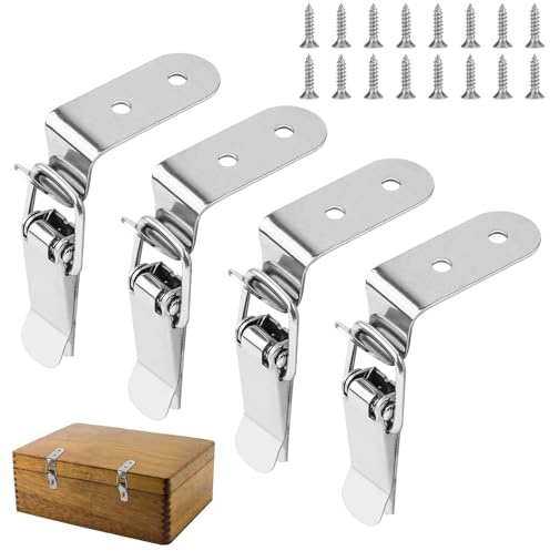 Chiusure a Scatto Robuste,4 PCS Chiusura a Leva in Acciaio Inox con Chiusura a Molla e a Scatto Ganci di Chiusuras per Cassetta degli Attrezzi Cassetti Casse e Sportelli Sistema di Blocco