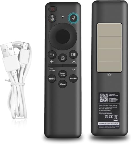 Solars Voice Remote Control for Samsung TV BN59-01432A - Eco Solar Charge (Light/USB-C), Voice Search, Compatible with Samsung QLED/OLED/4K/8K Curved Crystal Ultra Smart TVs 2021-2025 (Includes