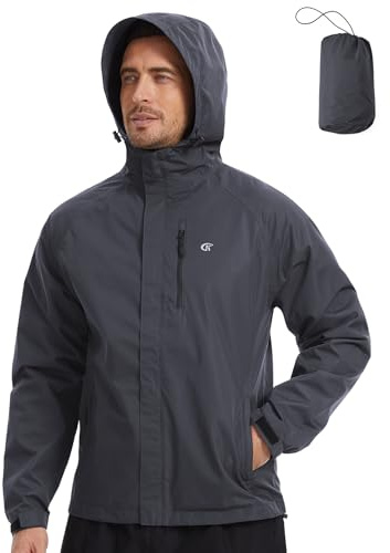 Huayuzh Regenjacke Herren Wasserdicht Atmungsaktiv Leichte Windbreaker Dünne Regenmantel Packbare Fahrrad Camping Wandern