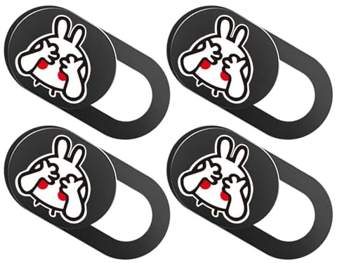 Lurrose 4pcs Privacy Camera Cover Slider for Laptop Tablet Webcam, Cute Cartoon Rabbit Pattern Webcam Lens Privacy Protector for Office and Home Use