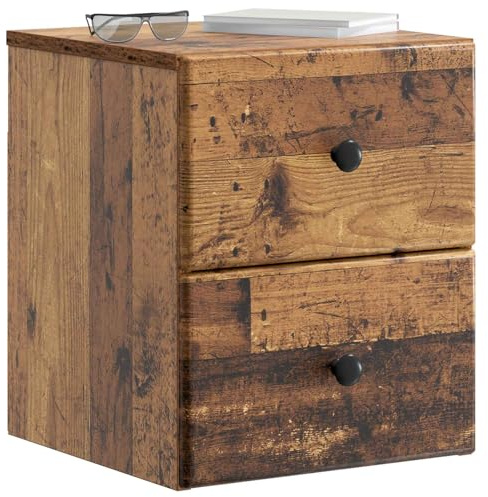 vidaXL Wandmontierter Nachttisch Altholz 34,5 x 33 x 40 cm, Geräumiger Nachttisch, rechteckig, moderner Schlafzimmer-Helfer für einen aufgeräumten Tisch