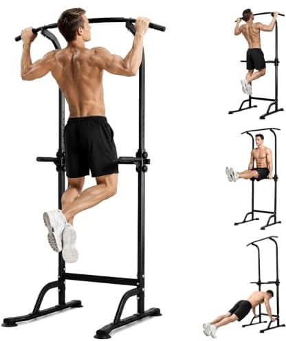 Zstar Power Tower Dip Station für Home Gym, verstellbare Klimmzugstange mit Dip Bars, Kraftstation für Klimmzüge, Liegestütze, Beinheben, 10 Höhenstufen, 150 kg