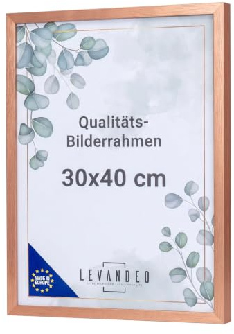 levandeo Bilderrahmen 30x40 cm Kupfer MDF Holz Fotorahmen Posterrahmen Wanddeko Acrylglas Kunstdrucke Made in EU Deko Bilderwand