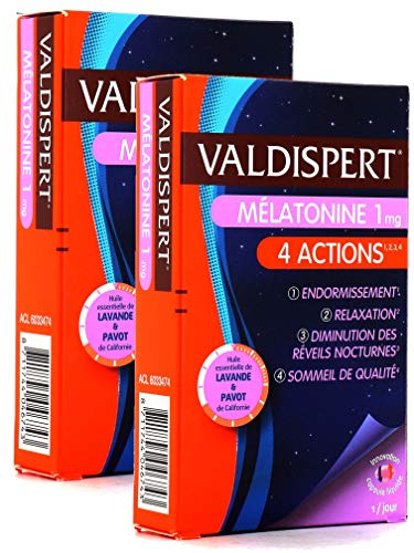 VALDISPERT - 4 ACTIONS - Mélatonine 1 mg - 2 Mois de TRAITEMENT - 2 Boites de 30 Capsules