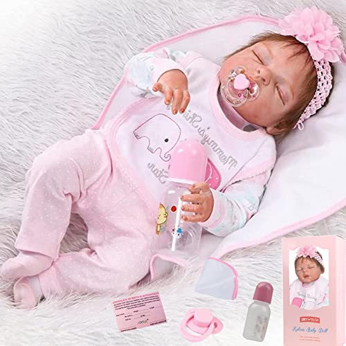 ZIYIUI Reborn Puppen Babypuppen 23 Zoll 57 cm Lebensechte Reborn Babypuppe Weiche Vinyl Silikon Reborn Babys Mädchen Simulation Schlafendes Baby Mädchen Junge Spielzeug Geschenk