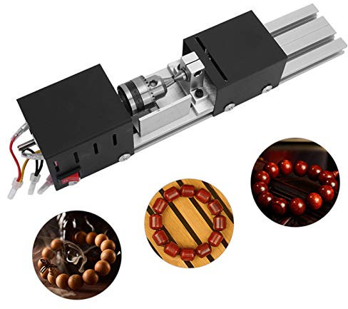 FTVOGUE Tornio per macchina Corpo in metallo pieno Mini fai-da-te Tornio per legno Rettifica Lucidatura Utensile per trapano(EU plug)