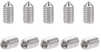 sourcing map 50pcs Vis Pointeau Conique pour Poignée de Porte Vis Sans Tête Hexagonale M3x6mm 304 Inox Acier