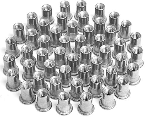 Jubaopen 80PCS Tuercas Insertables Roscadas Tuerca de Inserción M6 Insertos Roscados Remaches Tuerca de Cabeza Plana 304 Acero Inoxidable para Decoraciones de Muebles Industriales (1,5x1,2 cm)