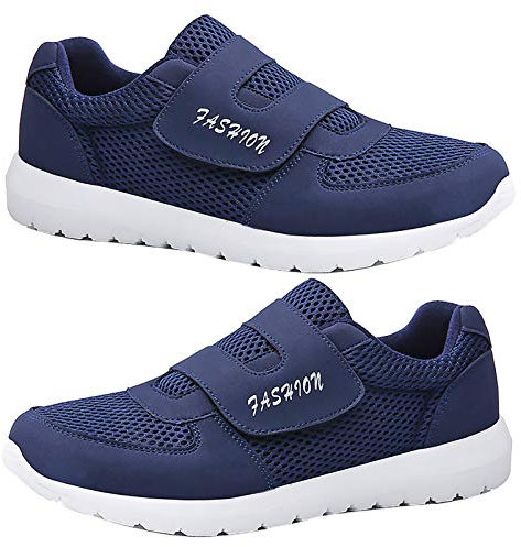 Porfeet Hommes Baskets, Hommes Maille Respirant sans Lacet Baskets Antidérapantes Course à Pied Chaussures De Plein Air Bleu 45