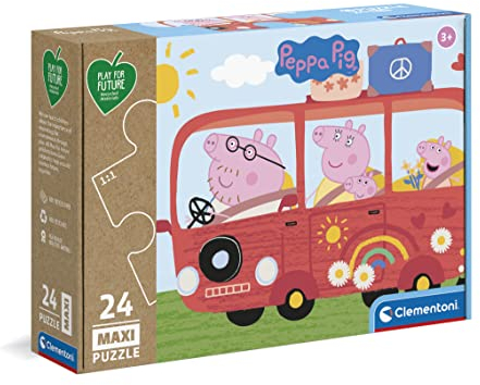 Clementoni 24221 Peppa Pig Play for Future Pig-24 Maxi Pieces-Jigsaw Kids Age 3-100% Recycled Materials-Made in Italy, Cartoon Puzzles, Multicoloured