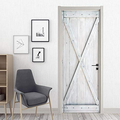 GSKBDQ 3D Innentür Türposter Weißes Einfaches Holz Türtapete Türaufkleber 90X200Cm Selbstklebend Türfolie Poster Tapete Wandtattoo Tür Wandbild Aufkleber Schlafzimmer Bad Büro Hause Deko
