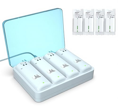 Paquete de batería recargable para mando a distancia Wii/Wii U, paquete de 4 baterías de repuesto de 2800 mAh y estación de carga de 4 puertos para Wii/Wii U mando a distancia paquete de baterías