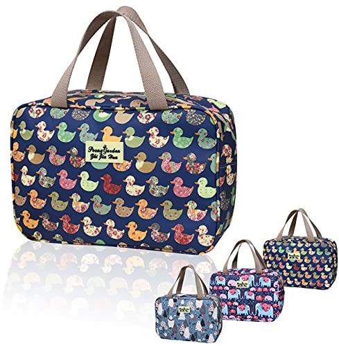 Toiletry Bag, Large Travel Hanging Make up Wash Bags, Portable Waterproof Cosmetic Bag, Light Blue White Bear Toiletry Kit, Bathroom Storage Case for Women Girls Ladies (Color Duck)