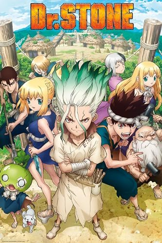 ABYSTYLE Dr. Stone Group 61 x 91,5 cm / 24,2 x 35,8 Zoll Maxi-Poster – Gerollt geliefert – Kunstposter – Wandposter – Poster & Drucke | Dr Stone Merchandising