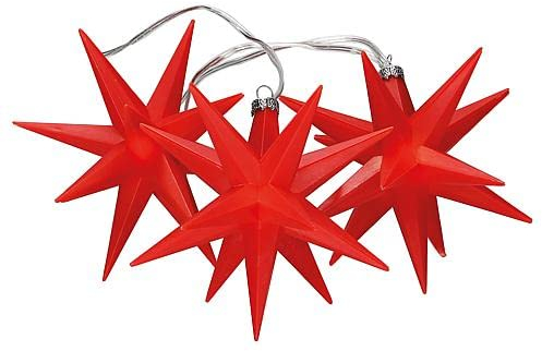 Gartenpirat Weihnachtsbaum Lichterkette warmweiß – LED-Lichterkette außen/innen mit 18 roten Sternen – Mit Timer – Spart Energie dank LED – 8,5 m – Für magische Lichteffekte