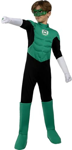Funidelia | Disfraz Linterna Verde para niño Superhéroes, DC Comics, Green Lantern - Disfraz para niños y divertidos accesorios para Fiestas, Carnaval y Halloween - Talla 5-6 años - Verde