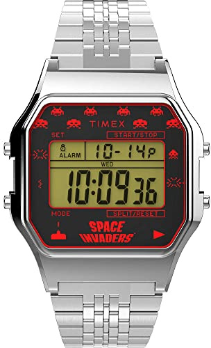 Timex Unisex Digital Uhr Mit Edelstahl Armband T80 X Space Invaders