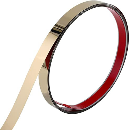 Trimold Moulure murale en acier inoxydable à décoller et à coller, garniture métallique autocollante flexible pour plafond, cadre de miroir et plus encore, finition miroir métallisée noire