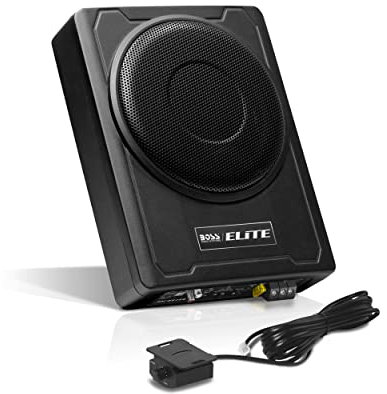 BOSS Audio Systems SLIM8 Elite Series Auto-Subwoofer, 20,3 cm (8 Zoll), flaches Profil, Fern-Subwoofer-Steuerung, eingebauter Verstärker, unter dem Sitz, für LKW, Anschluss an Verstärker