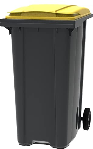 ESE Poubelle Conteneur à déchets 360L + Couvercle jaune
