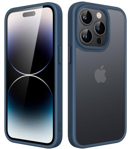 JETech Matte Case for iPhone 14 Pro 6.1-Inch, Shockproof Military Grade Drop Protection, Frosted Translucent Back Phone Cover, Anti-Fingerprint (Storm Blue)