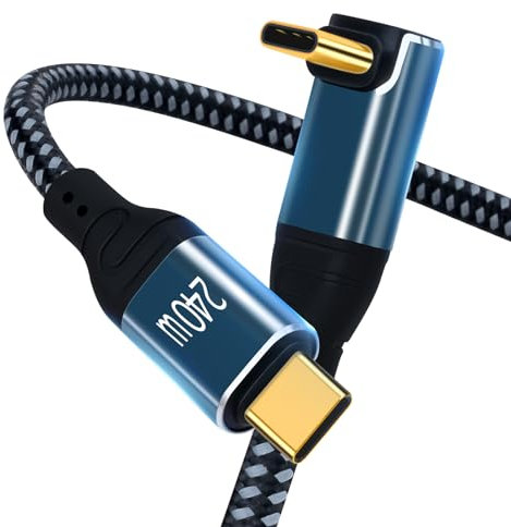 USB C to USB C Charger Cable 240W Right Angle, Type C Fast Charging Cable Braided Data Cord Compatible for Samsung S20/Note10, MacBook Pro, ChromeBook Pixel (3.3FT)